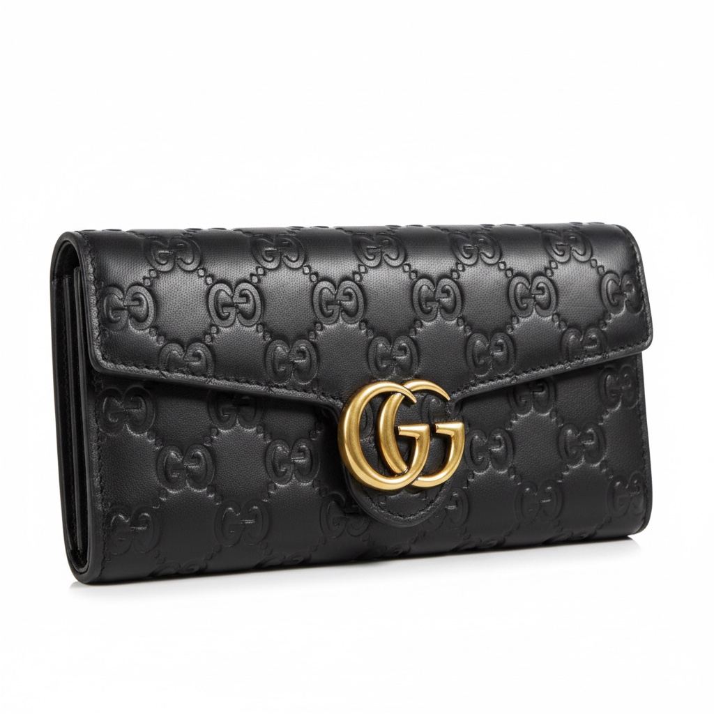 Gucci GG embossed leather chain bag in black